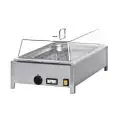 MINI-VITRINE THERMOVENTILÉE -  Mod. GN 1/1 - Capacité bacs GN1/1 - Puissance 0,44 Kw - Alimentation 230 V - Dimensions : L 60 x P 36 x h 30 cm - Norme CE