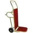 CHARIOT À BAGAGES - MOD. PV20 - Structure en acier laitonné - N. 2 Roues pivotantes équipé de pieds d'appui - Base pliante - Plate-forme en bois avec revêtement en feutre