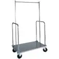 CHARIOT À BAGAGES AVEC TRINGLE À VÊTEMENTS - MOD. PVI4024 - Structure tubulaire en acier inox - Base en tôle de acier inox - Roues ø mm 140 - Dim. 100x56xh160 cm