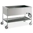 CHARIOT CHAUFFANT BAIN MARIE- MOD. 139 - STRUCTURE EN TUYAU CARRÉ 2X2 cm ET PANNEAUX  EN TÔLE  D'ACIER INOX AISI 304 - IDÉAL POUR CONTENIR LES BACS GN JUSQU'À h 20 cm (EXCLUS) - THERMOSTAT RÉGLABLE DE +65°C À +90°C - NORME CE