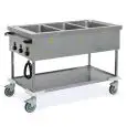 CHARIOT CHAUFFANT BAIN MARIE, ZONES DE TEMPÉRATURE INDÉPENDANTES - MOD. 737 - STRUCTURE EN TUYAU CARRÉ 2,5X2,5 cm ET PANNEAUX  EN TÔLE  D'ACIER INOX AISI 304 - IDÉAL POUR CONTENIR LES BACS GN JUSQU'À h 20 cm (EXCLUS) -ISOLATION EN POLYURÈTHANE EXPANSÉ - V
