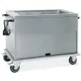 CHARIOT THERMIQUE SUR MEUBLE - MOD. 736A - STRUCTURE EN TÔLE  D'ACIER  INOX AISI 304 - IDÉAL POUR CONTENIR BACS h 20 cm (EXCLUS) - CUVE BAIN MARIE UNIQUE - CUVE INFÉRIEURE UNIQUE NEUTRE -ISOLATION EN POLYURÈTHANE EXPANSÉ - VOLTAGE 230V -50/60Hz - THERMOST