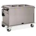 CHARIOT THERMIQUE SUR MEUBLE - MOD. 737A - STRUCTURE EN TÔLE  D'ACIER  INOX AISI 304 - CUVES BAIN MARIE SÉPARÉS- IDÉAL POUR CONTENIR LES BACS GN JUSQU'À h 20 cm (EXCLUS) -ISOLATION EN POLYURÈTHANE EXPANSÉ - CUVE INFÉRIEURE UNIQUE NEUTRE - VOLTAGE 230V -50
