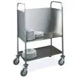 CHARIOT DE TRANSPORT POUR ASSIETTES - MOD. 1272 - STRUCTURE TUBULAIRE EN ACIER INOX ,  CARRÉ 2X2 cm - PAROIS EN TÔLE  D'ACIER INOX AISI 304 - ROUES PIVOTANTES ø 12,5 cm - DIM. 84 x  51 x h 116 cm