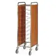 PORTE PLATEAUX - MOD. UNIV2CÔTÉS - STRUCTURE TUBULAIRE EN ACIER  INOX 2X2 cm - GLISSIÈRE EN FIL D'ACIER CHROMÉ - DIM. MAX PLATEAUX 53 x 39 cm - PANNEAUX LATÉRALES MÉLAMINÉ - ROUES PIVOTANTES ø 12,5 cm - NORME CE