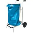 PORTE SAC SUR ROUES - MOD. 2438 - EN MÉTAL LAQUÉ BLANC - COUVERCLE AVEC OUVERTURE À PEDALE - CAPACITÉ   lt 100 - DIM. cm Ø 41  H 100 - POIDS KG 12,5