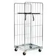 CHARIOT ROLL CONTAINER - MOD. 1812 - BASE SUR ROUES - DEUX RIVES LATÉRALES- 2 SANGLES - CHÂSSIS  EN TUBULAIRE, GRILLAGE - TRAITÉS AVEC ZINGAGE ÉLECTROLYTIQUE BRILLANT - ROUES EN POLYPROPYLÈNE ø cm 10,6 - DEUX PIVOTANTES ROUGES ET DEUX FIXES NOIRES - DIM. 