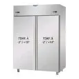 ARMOIRE RÉFRIGÉRÉE EN ACIER INOX AISI 304 - VENTILÉE  - COMBINÉE  TN+TN - Mod. AF I4 MID PP  - CAPACITÉ 1380 Lt - N. 2 PORTES - TEMPÉRATURE  -2° / +10° C- Dim. 142x80xh203/210 cm -Norme CE