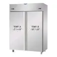 ARMOIRE RÉFRIGÉRÉE EN ACIER INOX AISI 304 - VENTILÉE  - COMBINÉE RÉFRIGÉRÉE - TN+BT -  Mod. AF I4 MID PN - CAPACITÉ 1380 Lt - N. 2 PORTES - TEMPÉRATURE NEGATIVE -18°/-22°C- Dim. 142x80xh203/210 cm -Norme CE