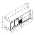 COMPTOIR À PIZZA MILLEUSI RÉFRIGÉRÉ ET BAR - PANNEAU SEMI-FINI - MOD. BBR2501231VB - ALIMENTATION V 230 / 50Hz MONOPHASÉ - STATIQUE - AVEC MOTEUR INTÉGRÉ - PUISSANCE ABSORBÉE W 250 - DIM. Cm L 250 x P 65 x h 120 - NORME CE