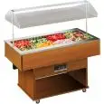 ÎLOT BUFFET RÉFRIGÉRÉE POUR GASTRONOMIE - MOD. DELIZIE - LEVAGE HOTTE MANUEL - TEMPÉRATURE°C +4/+10 - DÉGIVRAGE AUTOMATIQUE - RÉFRIGÉRATION STATIQUE - DIM.Cm L 142,3 x P 75 x h 153,8