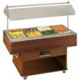 ÎLOT À BUFFET BAIN MARIE POUR GASTRONOMIE - MOD. DELIZIEMBM - LEVAGE HOTTE MOTORISÉE - MONOPHASÉ- TEMPÉRATURE°C +30/+90 - PUISSANCE W2400 - DIM.Cm L 142,3 x P 75 x h 147,8