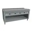 CUISINIÈRE  TEPPANYAKI À GAZ 4 FEUX  - MOD VGP4160L   - 4 zones de cuisson - Construite exclusivement sur mesure - Compartiment ouvert - Plaque de cuisson en chrome dure poli - Chemin de câble périmétrique - Puissance au gaz kW 17,4 (3x5,8 kW)- Dim. 140x7