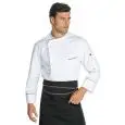 CHEF VESTE BILBAO - MOD. 059330 - 100% MICROFIBRE POLYESTER SUPER SÈCHE - TISSU RÉSISTANT AUX TACHES QUI RESPIRE - FILET DE VENTILATION AXILLAIRE - COULEUR BLANCHE AVEC FINITIONS NOIRES