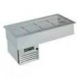 CUVE D'EXPOSITION EMPOTRABLE RÉFRIGÉRÉE - MOD. ARMONIA GN - POUR GASTRONOMIE - Temp. °C +4/+10 - VOLTAGE MONOPHASÉ V 230/1/50 Hz - RÉFRIGÉRATION STATIQUE - GAZ RÉFRIGÉRANT R290 - DÉGIVRAGE AUTOMATIQUE PAR PAUSE