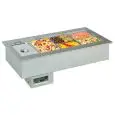 CUVE D'EXPOSITION EMPOTRABLE CHAUFFANTE ÉQUIPÉE DE PETITES CUVES GN - MOD. ARMONIA GN DRY - POUR GASTRONOMIE - TEMPÉRATURE°C +30/+70 - BACS COMPATIBLES GN 1/4, 1/3, 1/2, 2/3, 1/1, 2/1