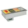 CUVE D'EXPOSITION EMPOTRABLE CHAUFFANTE BAIN MARIE AVEC CUVES GN - MOD. ARMONIA BM -POUR GASTRONOMIE - TEMPÉRATURE°C +30/+90 - BACS COMPATIBLES GN 1/4, 1/3, 1/2, 2/3, 1/1, 2/1 - SEULEMENT BACS DE cm 15 DE HAUTEUR