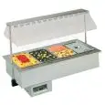 CUVE D'EXPOSITION EMPOTRABLE CHAUFFANTE BAIN MARIE AVEC CUVES GN - MOD. SINFONIA BM - POUR GASTRONOMIE - TEMPÉRATURE°C +30/+90 - COUPOLE  EN PLEXIGLAS AVEC LEVAGE  ÉLECTRIQUE - BACS COMPATIBLES GN 1/4, 1/3, 1/2, 2/3, 1/1, 2/1 - SEULEMENT BACS DE cm 15 DE 