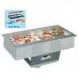 CUVE D'EXPOSITION EMPOTRABLE RÉFRIGÉRÉE POUR POISSON - MOD. OPERA FISHING - REFROIDISSIMENT AVEC PROPRE PRODUCTION DE GLACE - COUPOLE  EN PLEXIGLAS  - VOLTAGE MONOPHASÉ V 230/1/50 Hz - GAZ RÉFRIGÉRANT R452a - CUVE EN ACIER INOX AISI 316 RÉSISTANT À LA COR