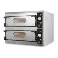 FOUR ÉLECTRIQUE À PIZZA - Mod. UM 66 BIG/L  - N. 2 chambres -Base du four ou plancher et plafond réfractaires - Faibles consommations - Dimensions chambre  108 x 72 x h14 cm - N. Pizzas 6+6 (Ø cm 36) - N. 4 Plats à four 60x40cm -  Puissance 18 Kw - Alimen