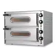 FOUR ÉLECTRIQUE À PIZZA - Mod. LITTLE/BIS GLASS - PORTE VITRÉE - N. 2 chambres - Plan de cuisson en pierre réfractaire - Dimensions chambre (x2) 41 x 36 x h11 cm - N. Pizzas 1 + 1 (Ø cm 33) - Puissance 3,2 Kw - monophasé - Norme CE