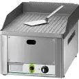 PLANCHA À GAZ DE COMPTOIR - Mod. FRY1/RMC - Plaque rayée  chromée - PUISSANCE 4 kW - Plan de cuisson L 32,5x48 -Alimentation MÉTHANE/GPL - Norme CE