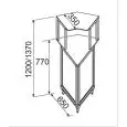 COMPTOIR DE BAR À PIZZA ET GASTRONOMIE NEUTRE - coin carré extérieur 45° - PANNEAU SEMI-FINI - MOD. BNB4510231VB - VERRE BAS - FAIBLE. Cm L 65 x P 65 x h 120 - NORME CE