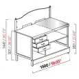 COMPTOIR TABACS ET LOTO FOOT - SEMI OUVRÉ, IL NÉCESSITE DE PANNEAUX - Longueur  150cm - MOD. CX91/15P - Avec plan inox ou  AVEC PRÉDISPOSITON POUR PLAN EN MARBRE, GRANIT, AGGLOMÉRÉ  - DIM. Cm L 150 x P 72,8 x h 144,1