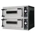 FOUR ÉLECTRIQUE MÉCANIQUE À PIZZA- Mod. TRAYS 44 - N. 2 chambres -Plan en brique réfractaire ou chambre de cuisson entièrement en briques réfractaires - Dim.  chambres  82 x 84 x 17,5 h - Capacité: N. Pizzas 4+4 (Ø cm 40)/N. 2+2 plaques  60x40 cm - Puissa