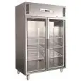 ARMOIRE RÉFRIGÉRÉE EN ACIER INOX AISI 304 - VENTILÉ - Mod. G-GN1410TNG - GASTRONORM 2/1 (65x53m ) - N. 2 PORTES EN VERRE - CAPACITÉ  1325 LT - Température -2°/+8°C - Dim. 148x83x201 cm - Norme CE