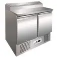 SALADETTE ET TABLE RÉFRIGÉRÉE EN ACIER INOX AISI 304 - Mod. G-PS200 - GASTRONORM 1/1 (53x32,5 cm ) - STATIQUE - N. 2 portes réfrigérées - Température +2°/+8°C - Dim. 90x70x101 cm - Norme CE