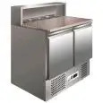 SALADETTE ET COMPTOIR RÉFRIGÉRÉ À PIZZA EN ACIER INOX AISI 304 - Mod. G-PS900 - GASTRONORM 1/1 ( 53x32,5cm) - STATIQUE - N. 2 portes réfrigérées - Température +2°/+8°C - Dim. 90x70x110 cm - Norme CE
