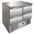 SALADETTE ET TABLE RÉFRIGÉRÉE EN ACIER INOX AISI 304 - Mod. G-S901-4D - STATIQUE - N. 4 tiroirs - Température +2°/+8°C - Dim. cm 90 x 70 x 85 - Norme CE