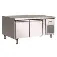 TABLE RÉFRIGÉRÉE  EN ACIER INOX AISI 304 - VENTILÉ - h.65 cm - Mod. G-UGN2100TN - GASTRONORM 1/1 ( 53x32,5 cm) - CAPACITÉ BRUTE  170  Lt - N. 2 PORTES - Température -2°/+8°C - Dim. 136x70x65 cm - Norme CE