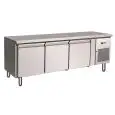 TABLE RÉFRIGÉRÉE  EN ACIER INOX AISI 304 - VENTILÉ - h.65 cm - Mod. G-UGN3100TN - GASTRONORM 1/1 ( 53x32,5 cm) - CAPACITÉ BRUTE 262 Lt - N. 3 PORTES - Température -2°/+8°C - Dim. 179,5x70x65 cm - Norme CE