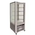 VITRINE RÉFRIGÉRÉE VERTICALE EN ACIER INOX AISI 430 - DOUBLE VITRE SUR 4 CÔTÉS - Mod. G-VGP400R - VENTILÉ - CAPACITÉ' Lt 408 - Température +2°/+8°C - Dim. 70,6 x74 x180 h cm - Norme CE