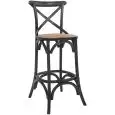 Sgabello - couleur noir - Structure en bois, effet antique, seduta en rattan - Modèle 1321-HT37-N-01