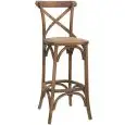 Sgabello - couleur noce - Structure en bois, effet antique, seduta en rattan - Modèle 1321-HT37-01