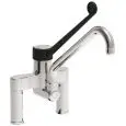 ROBINET POUR ÉVIER  Mod. RBMCS - Double trou et 1 commande -Bec verseur pivotant en forme de U  ø 22 - Levier couleur noir  - Trou de fixage : ø 22 mm