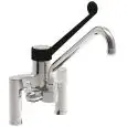 ROBINET POUR ÉVIER  Mod. RBMADCS - Double trou et 1 commande - Raccordement douche  -Bec verseur pivotant en forme de U  ø 22 - Levier couleur noir  - Trou de fixage : ø 22 mm