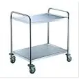 CHARIOT DE SERVICE, DEUX TABLETTES - Mod. RPC 2 - Structure et tablette  en acier inox - 4 roues pivotantes (2 avec frein) - Capacité pour tablette Kg 30 - Norme CE