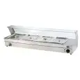 PRÉSENTOIR DE COMPTOIR BAIN MARIE - Mod. BM143 - Capacité cuve n. 4 GN 1/3 - Avec robinet - Contrôle numérique de la température max +90°C - Alimentation monophasé - Puissance W 1000 - Dim.86,2 x 36,5 x h 33 cm - Poids kg 16 - Norme CE