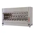 RÔTISSOIRE ELECTRIQUE - MOD. CHURRASCO/CM29E MAX - Moteurs indépendants pour chaque fouet de chasse - N. 20 fouets de chasses longueur cm 50 - N° plateaux: 3 - Puissance: 18 Kw - Branchement: Triphasé - Dimensions : cm 140 x 57 x 90 h - Norme CE