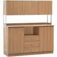 MEUBLE DE SERVICE DE SALLE - MOD. ML3214SSPN - Structure  mélamine couleur noyer - N. 2 portes - N. 3 tiroirs + 3 placards - DIM. 137 x  48 x h 153 cm