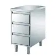 Table meuble inox - 3 tiroirs - avec plan dessus cm 4 - inox 8/10