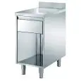 Table meuble inox - 1 tiroir - avec plan dessus cm 4 - inox 8/10 - avec rebord