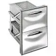 COMMODE EN ACIER INOXYDABLE 1/2 - Ligne ICE - Mod. IC CS12 40 GS - Guide simple - Coins arrondis - Trou de table cm L 44,5 x 60,4 H - Profondeur du tiroir cm 43,1
