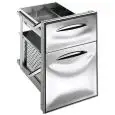 COMMODE EN ACIER INOXYDABLE 2/3 - Ligne ICE - Mod. IC CS23 40 GS - Guide simple - Coins arrondis - Trou de table cm L 44,5 x 60,4 H - Profondeur du tiroir cm 43,1