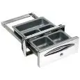 TIROIR BOÎTIER EN ACIER INOXYDABLE - Ligne ICE - Mod. IC CC P40 - Coins arrondis - Trou de paillasse cm L 35 x 14 H - Profondeur du tiroir cm 44,4