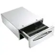 TIROIR À CAFÉ EN ACIER INOXYDABLE - Ligne ICE - Mod. IC CBP40 - Coins arrondis - Réservoir pour éliminer les résidus liquides - Trou de table cm L 35 x 14 H - Profondeur du tiroir cm 45,6